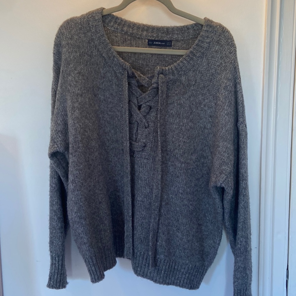ZARA soft knit gray sweater